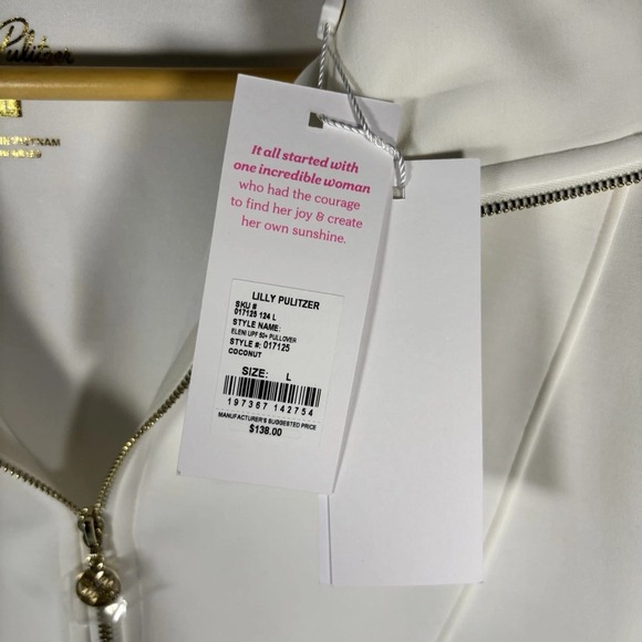 NWT $138 Lilly Pulitzer UPF 50+ Pullover, Coconut White Size LARGE - Picture 7 of 8